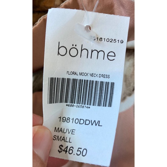 NWT Pink + Sophie Floral Dress Size Small Women’s Mauve Mock Neck MSRP $46.50 - Picture 3 of 7